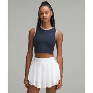 Lululemon Varsity Scoop-Neck Cropped Tennis Top Size 8 Navy & White #768